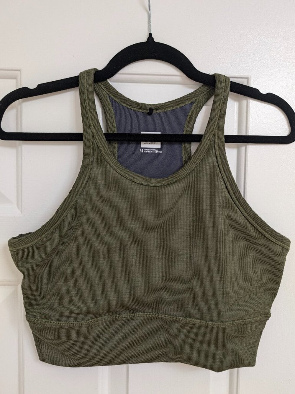 prAna Olive Green Ribbed Racerback Crop Tank Built-In Bra M